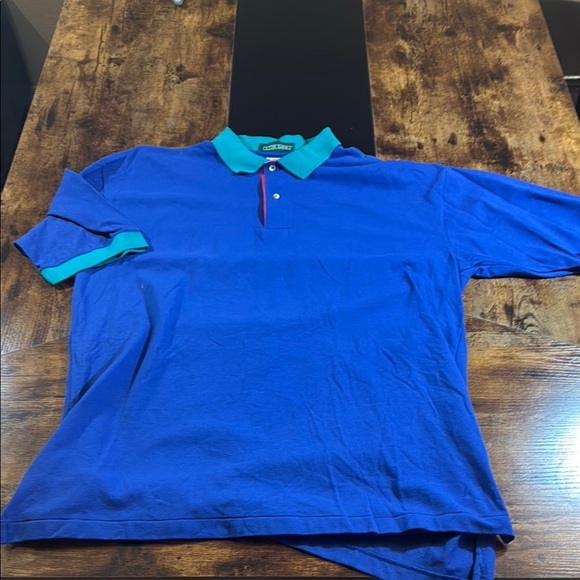 Vibrant Blue and Green Polo Shirt Relaxed Fit - Picture 4 of 6
